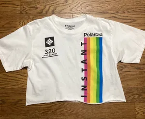 Polaroid 100% cotton cut off crop top with with graphic. Size Medium thumbnail 1