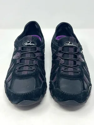 Skechers Bikers 22374 Black Purple Leather Sneakers Women’s 7.5 thumbnail 8