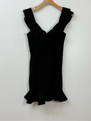 Hello Molly Black Ruffle V-Neck Mini Dress size M thumbnail 5