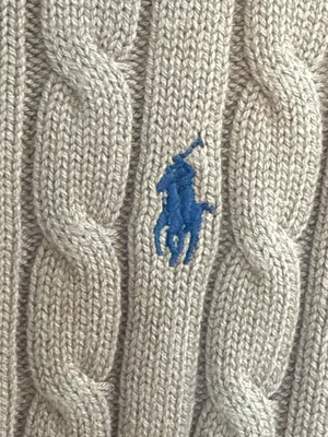 Polo Ralph Lauren Camel Cable-Knit Short Sleeve Crewneck Sweater Size M thumbnail 3