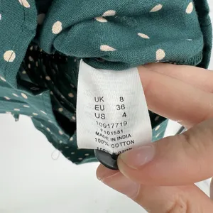 ASOS Smocked Polka Dot‎ Green Mini Dress Long Sleeves Collared Button Size 4 thumbnail 9