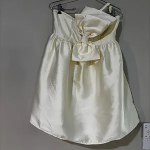 Petal & Pup Ellah Satin Bow Front Mini Dress Ivory White Size Medium M thumbnail 2