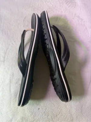 CROCS Men's Black Flip-Flop Sandals with White Stripe thumbnail 6
