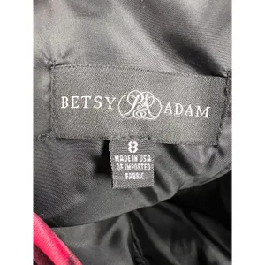 Betsy & Adam Floral Rose Satin Gown Black Red Lace Up A-Line Prom Formal Size 8 thumbnail 10