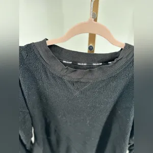Aerie Chilled Out Brushed Fleece Sweatshirt Side Splits Small Black thumbnail 14