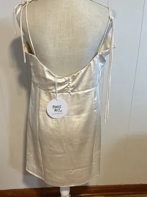 Princess Polly Satin Spaghetti Strap Mini Dress in Ivory thumbnail 3