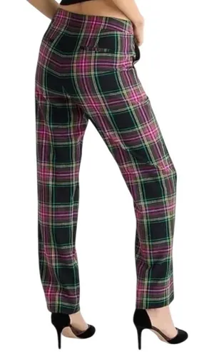 NWT J.Crew Kate Straight Leg Pants Pink Stewart‎ Tartan Plaid Wool Blend Size 0 thumbnail 1