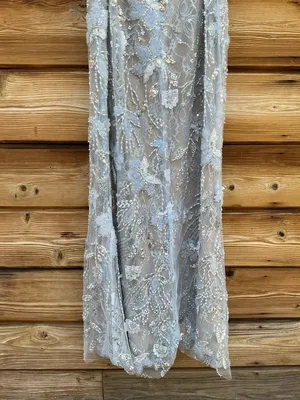 NWOT MAC DUGGAL Blue Size 4 Sleeveless Sequin Beaded Open Back Column Gown FLAW thumbnail 10