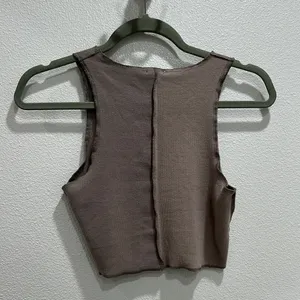 Garage Brown Crop Tank Top with Cut Out Design thumbnail 4