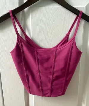 Abercrombie & Fitch YPB Corset Slim Scoop Neck Tank in Fuchsia thumbnail 1