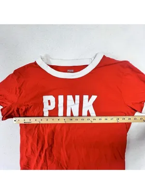 PINK Victoria's Secret Short Sleeve T-Shirt Medium Campus Ringer Crew Orange thumbnail 8