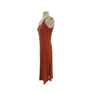 Vitamin A West Organic Rib Tank‎ Maxi Dress Side Slit Rust Brown Size Medium thumbnail 6