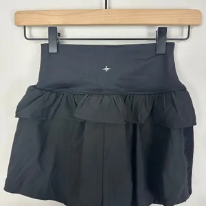 Halara High Waisted Active Flare Shorts Black Ruffles Mesh Accents XS NEW thumbnail 9