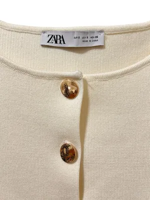 Zara Cream Knit Vest Top Small Gold Buttons thumbnail 2