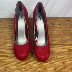 Mossimo Platform‎ Pumps Heels Suede Burgundy Stiletto Career 7.5 Tomato Girl thumbnail 2