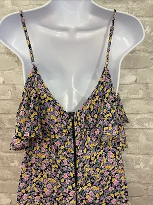 Rewind Black Hi-Low Maxi Dress with Pink & Yellow Floral thumbnail 2