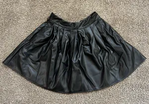Frenchy High Waist PU Pleated Skirt Pu Leather Latex Mini Skirt High Rise A-line thumbnail 6