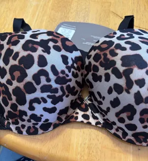 Secret Treasures Leopard Print Push Up T-Shirt Bra Black & Brown 36D NWT thumbnail 1