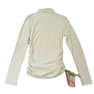 OGL M Eco Mousse Thermal Brushed Ruched Long Sleeve Mockneck Top Chic Minimalist thumbnail 3