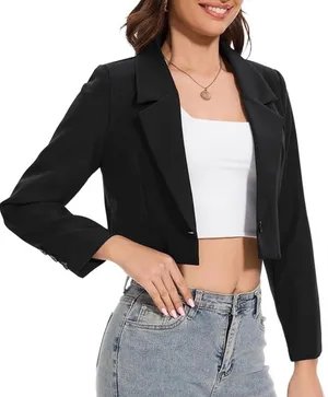 NWT Cider Women's Cropped Black blazer / Jacket Sz XS thumbnail 1