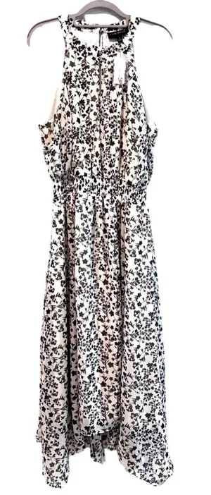 Lane Bryant Womens Black White Floral Halter Midi Dress Size 12 High Low Hem‎ thumbnail 1