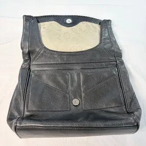 Brighton black leather handbag. 2 pockets with charm, tassel, woven handle thumbnail 11