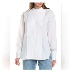 AllSaints Mae Shirt White Pleated Bib Tuxedo Blouse Organic Cotton‎ US 6 thumbnail 8