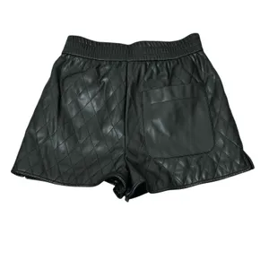 Zara Quilted Diamond Faux Leather Shorts Black Edgy High Rise Size XS thumbnail 4