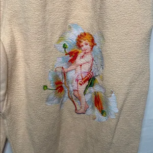 Boys Lie embroidered angel peach cream color pull on jogger sweatpants sz XS thumbnail 4