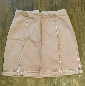 Free People Modern Femme Denim High-Waist Mini Skirt dusty rose/mauve pink wash thumbnail 1