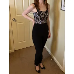 Bronx & Banco Black Sequin Multicolored Sweetheart Neckline Jumpsuit Size S thumbnail 2