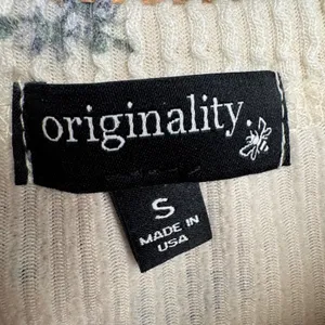Originality Floral Print Textured Knit Cropped Long‎ Sleeve Sweater Top Size S thumbnail 3