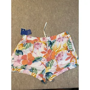 Hurley Brand Tropical Floral Hibiscus Drawstring Shorts White Multi XL NWT thumbnail 4