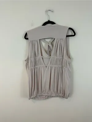 Free People Forget Me Knot Sleeveless Tie-Neck Blouson Top in Light Beige Large thumbnail 6