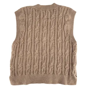 Abercrombie &‎ Fitch Cable Knit Sweater Vest Womens M Preppy 90s Office Beige thumbnail 4