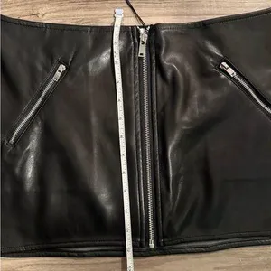 We Wore What Black Vegan Leather Mini Skirt with Silver Zipper thumbnail 3