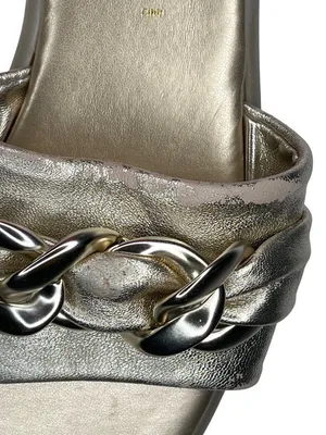 Seychelles Womens Tulum Metallic Gold Slide Sandals W/ Chain Accent - Size 9.5M thumbnail 3