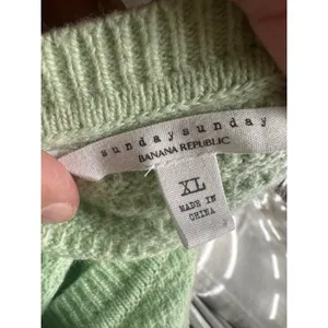 Banana Republic Sunday Sunday Sage Green Merino‎ Cashmere Waffle Knit Sweater XL thumbnail 6