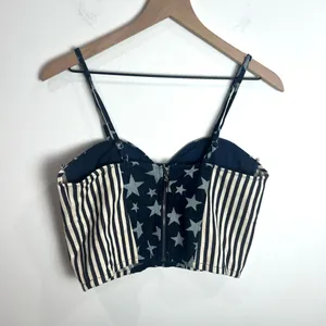 Papaya Cropped Corset Stars and Stripes Patriotic Top thumbnail 2