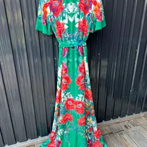 Lulus NWT Still in Paradise Floral Green Wrap Maxi Dress Medium Vacation Resort thumbnail 11
