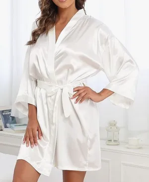 White satin robe thumbnail 1