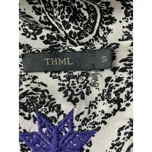 THML Damask Print Multicolor Embroidered Casual Tunic Dress Size Small FLAW thumbnail 10