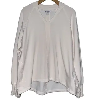 Athleta Women’s Size S Ivory Cream Cozy Soft Rise V-Neck Sweatshirt thumbnail 3