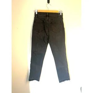 Lou & Grey Black Gray Wash High Waist Straight Cropped Undone Hem Jeans sz. 26 thumbnail 2