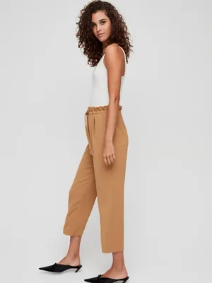 NEW Aritzia Wilfred Kari Paperbag Pants Mustard Yellow Relaxed Fit Size S chic thumbnail 4