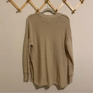 Aerie Tan Cotton and Acrylic Knit Crewneck Sweater size Small thumbnail 6