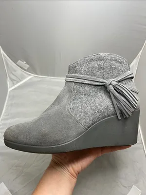 CROCS Women's Leigh Suede Wedge Bootie Ankle - Size 8 thumbnail 6