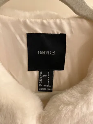 Forever 21 white chevron fur coat thumbnail 2