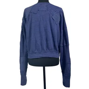 Free People We The Free‎ Blue Patchwork Slouchy Pullover Top Womens Medium Boho thumbnail 3