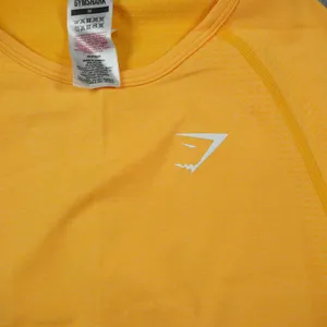 Gymshark Vital Seamless‎ T-Shirt Womens Medium Orange Yellow Marl Activewear Gym thumbnail 4